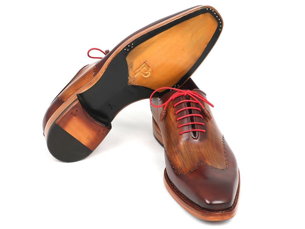 Paul Parkman Men's Goodyear Welted Wingtip Oxfords in Brown and Camel