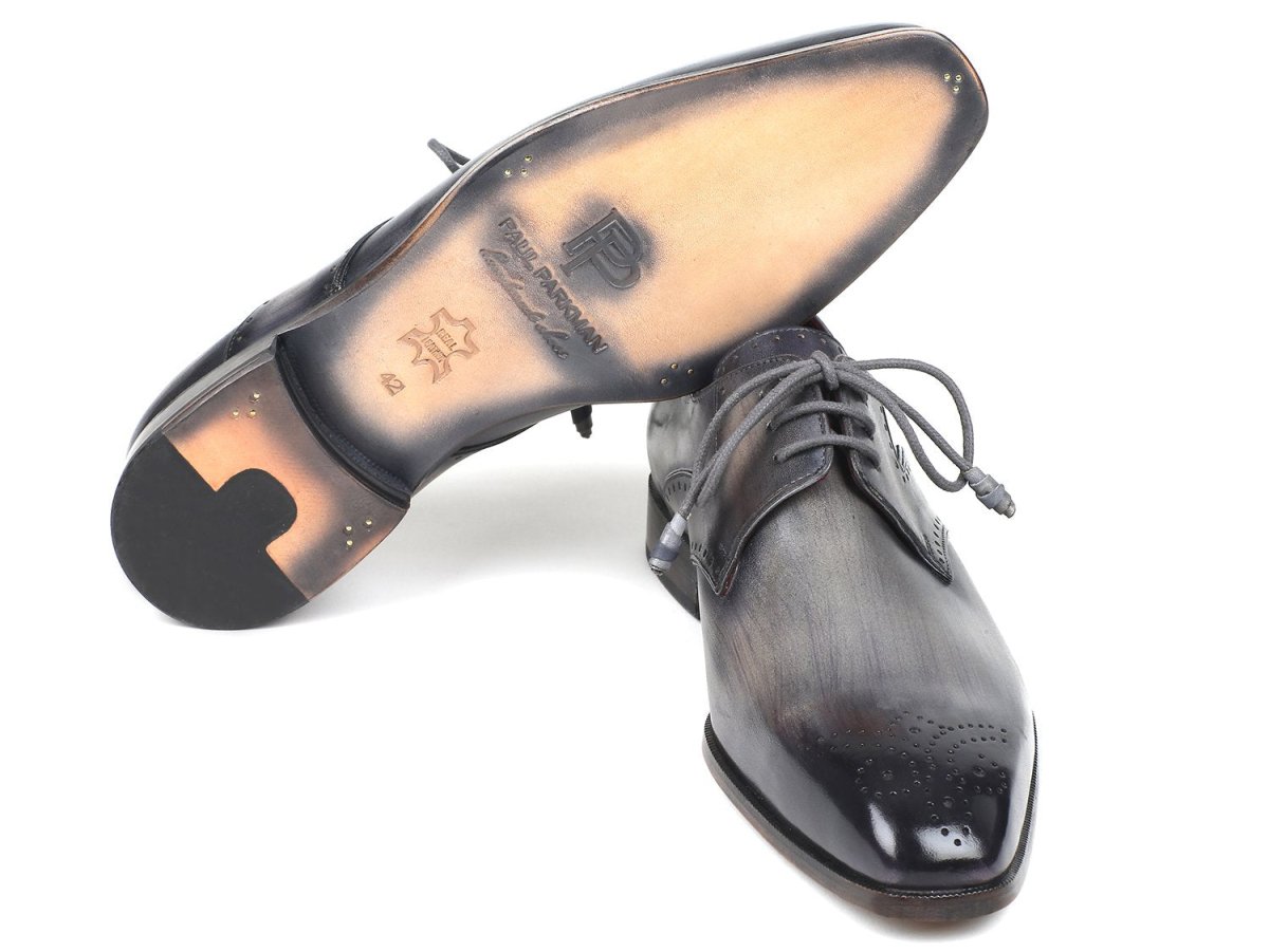 Paul Parkman Men's Gray Medallion Toe Derby Shoes (ID6584 - GRY)