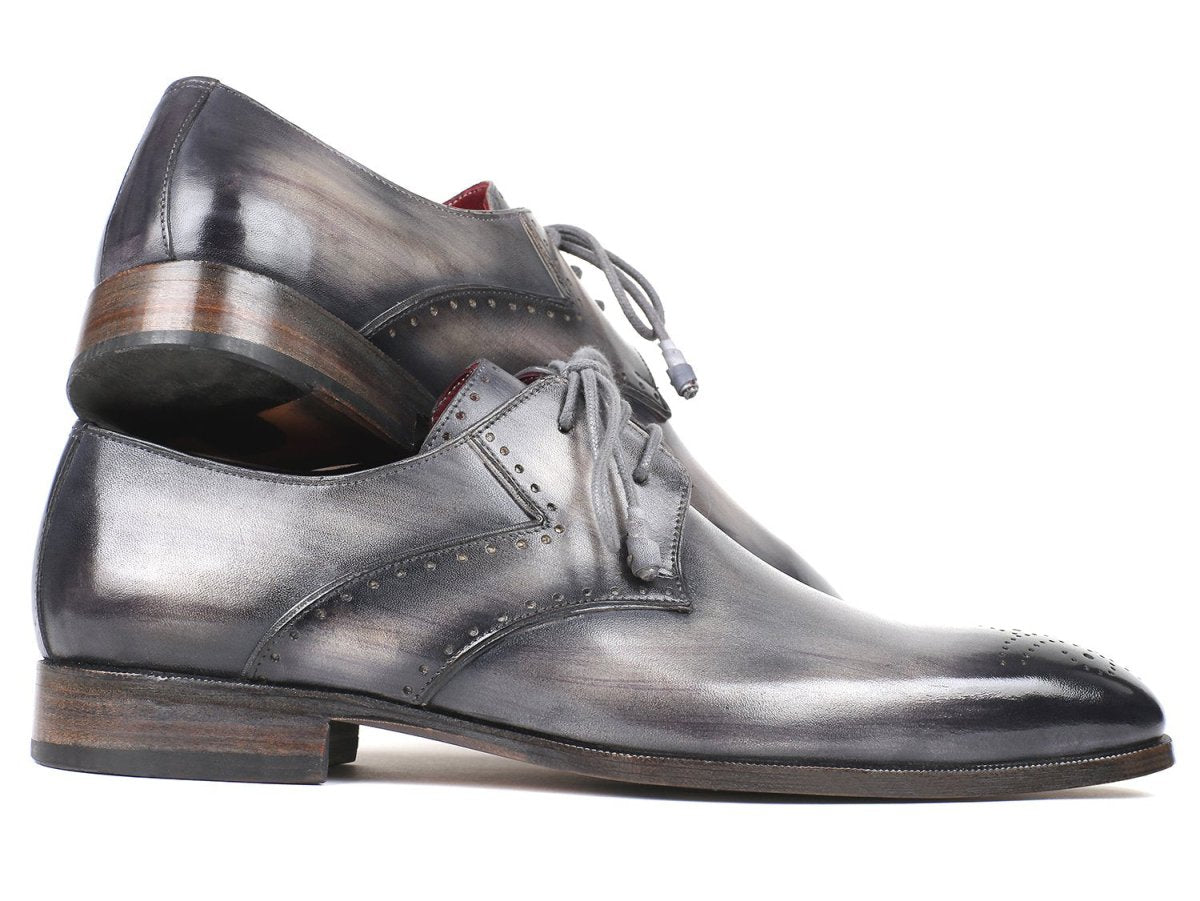 Paul Parkman Men's Gray Medallion Toe Derby Shoes (ID6584 - GRY)