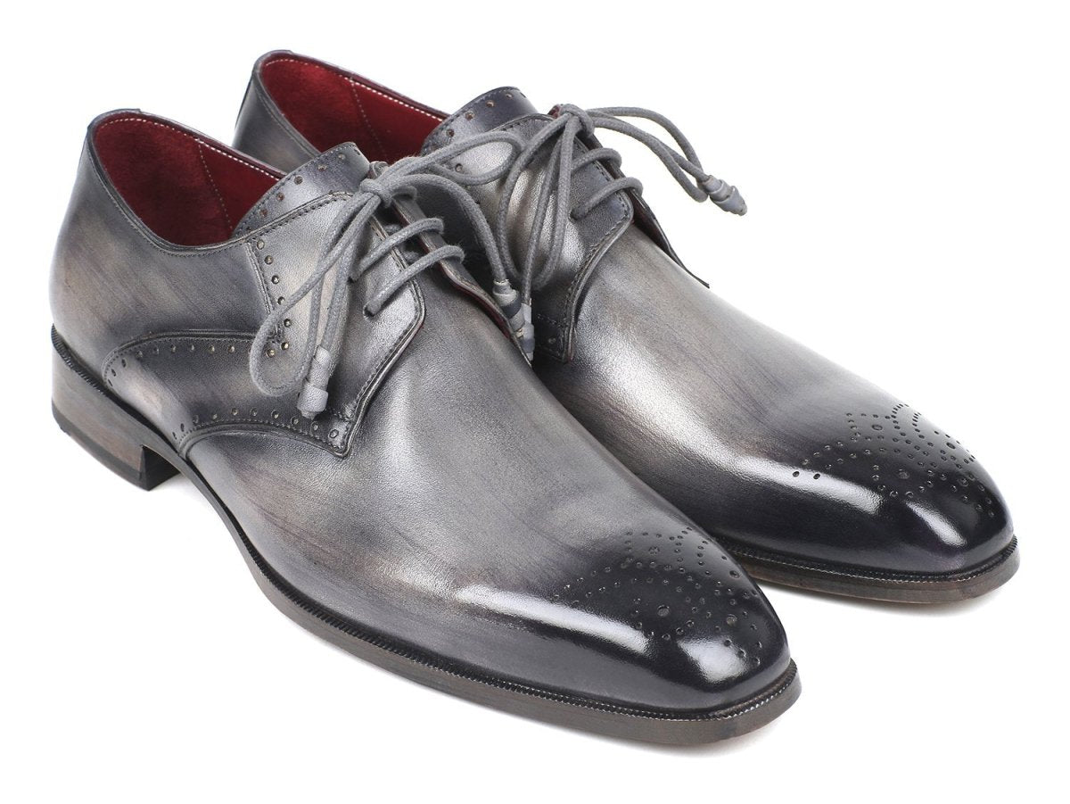 Paul Parkman Men's Gray Medallion Toe Derby Shoes (ID6584 - GRY)