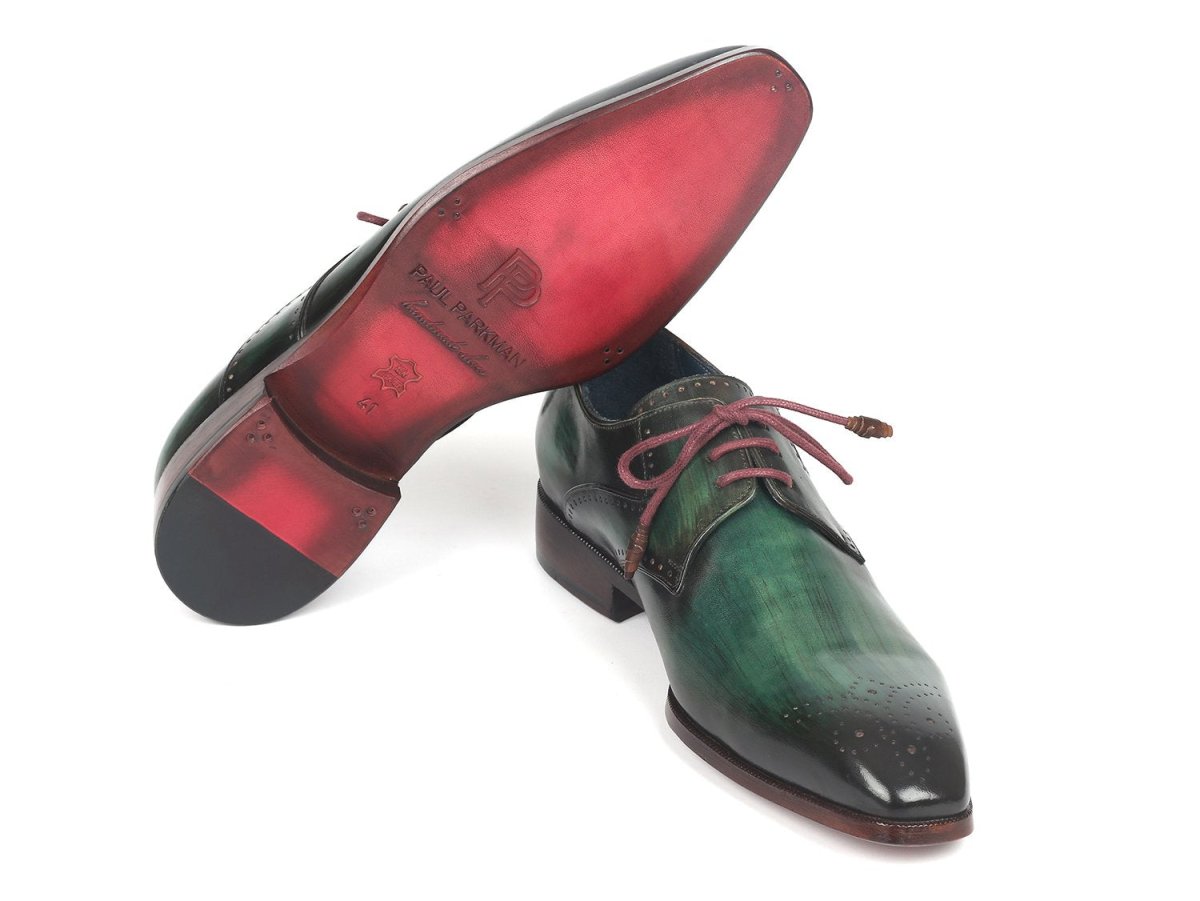 Paul Parkman Men's Green Medallion Toe Derby Shoes (ID6584 GRN)
