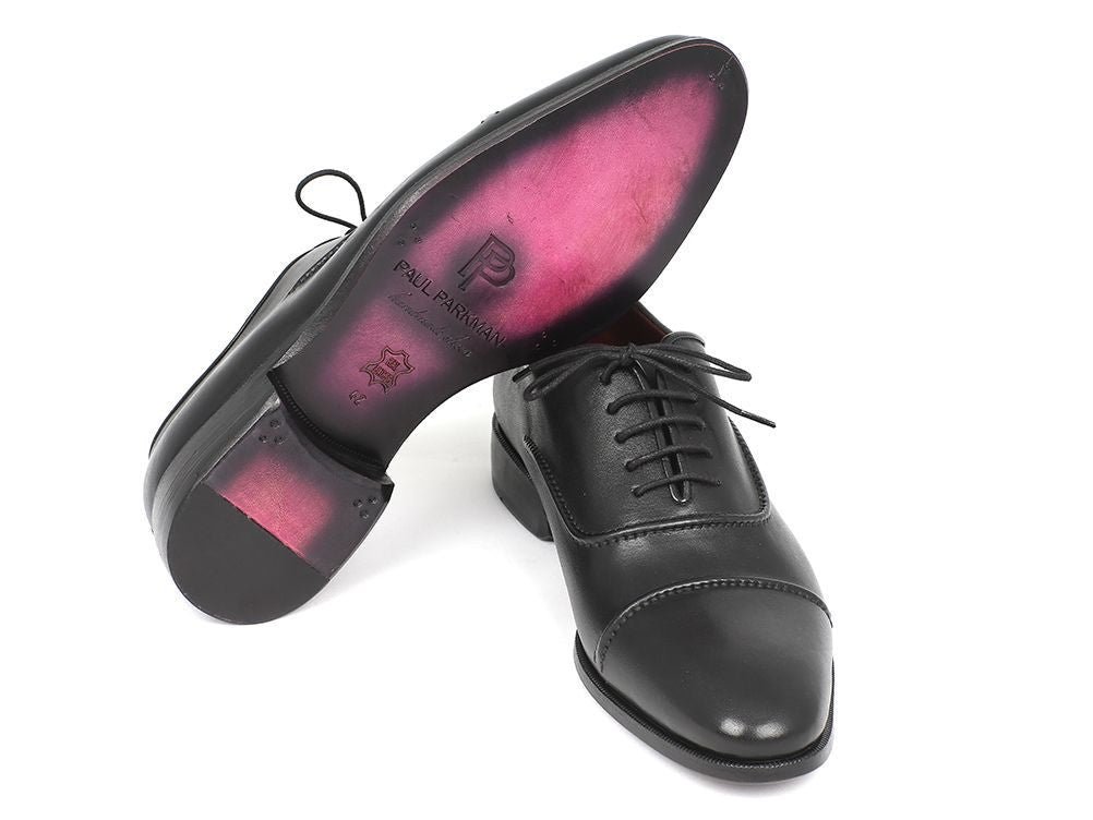 Paul Parkman Men's Hand Painted Captoe Leather Oxfords in Black