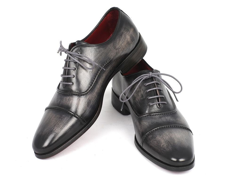 Paul Parkman Men's Hand Painted Captoe Leather Oxfords in Gray and Black