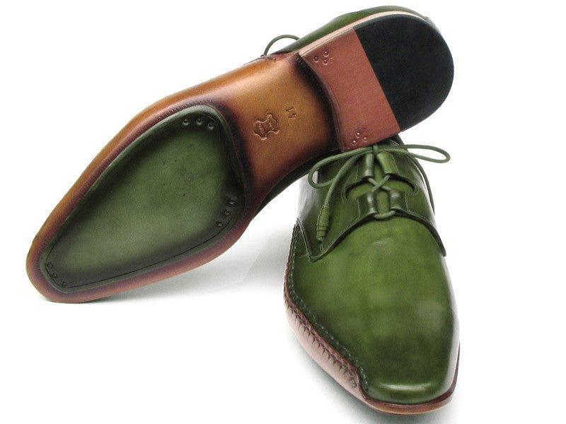 Paul Parkman Men's Hand Painted Ghillie Lacing Side Dress Shoes in Green