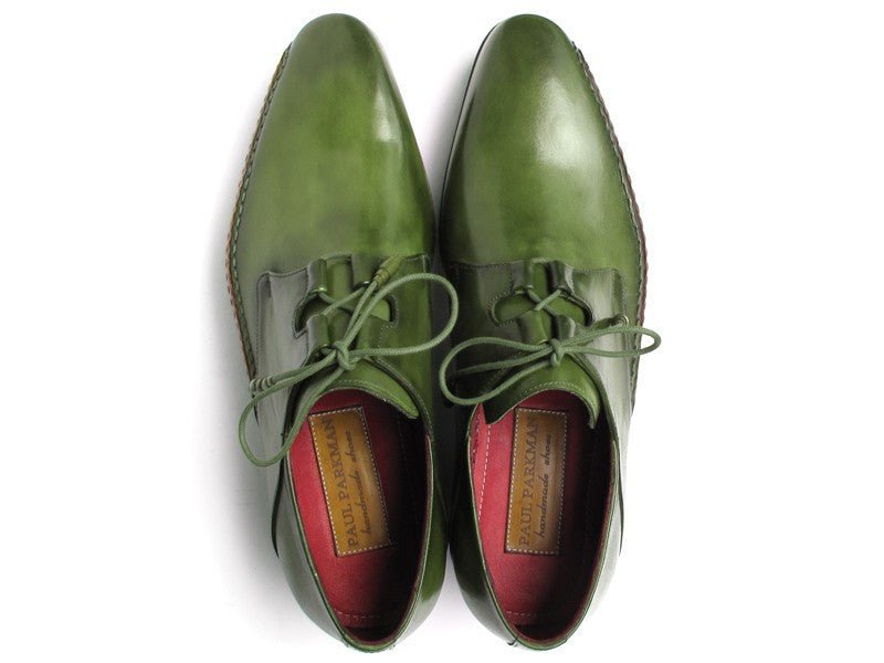 Paul Parkman Men's Hand Painted Ghillie Lacing Side Dress Shoes in Green