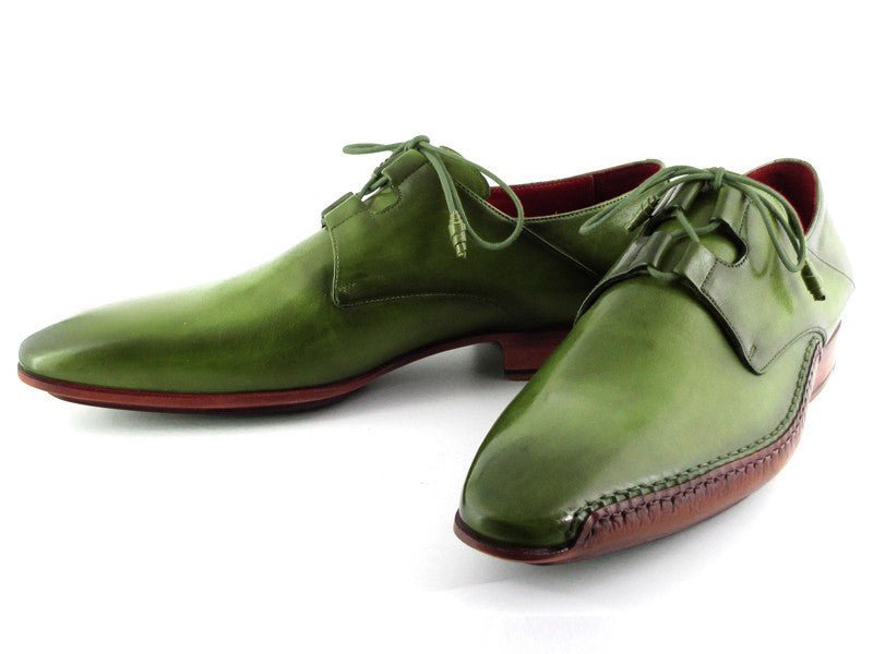 Paul Parkman Men's Hand Painted Ghillie Lacing Side Dress Shoes in Green