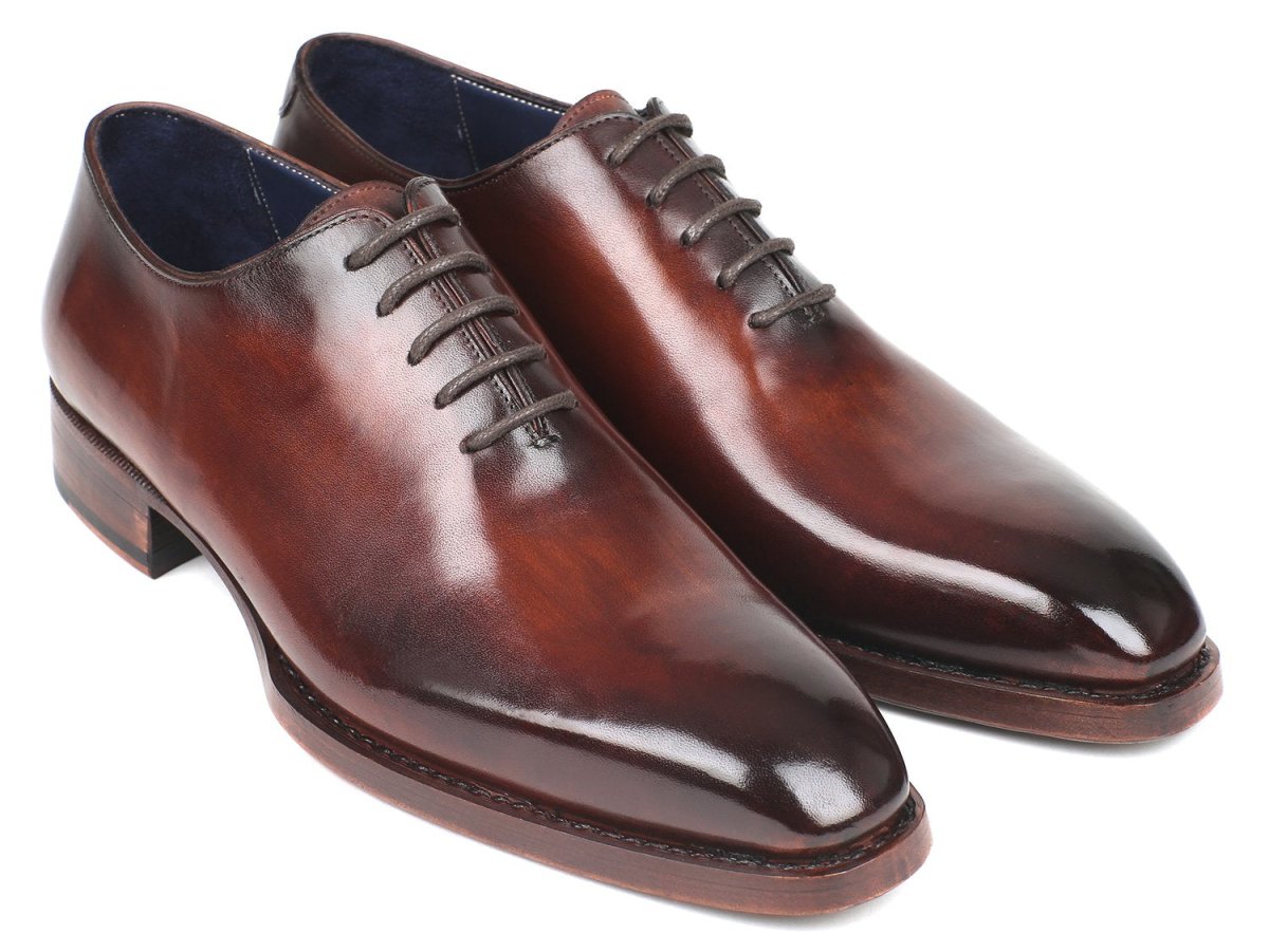 Paul Parkman Men's Hand Painted Goodyear Welted Wholecut Oxfords in Brown