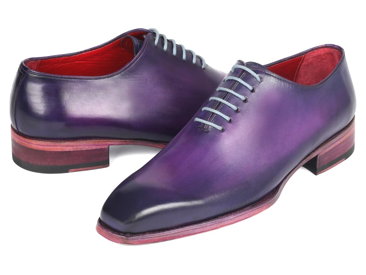 Paul Parkman Men's Hand Painted Goodyear Welted Wholecut Oxfords in Purple