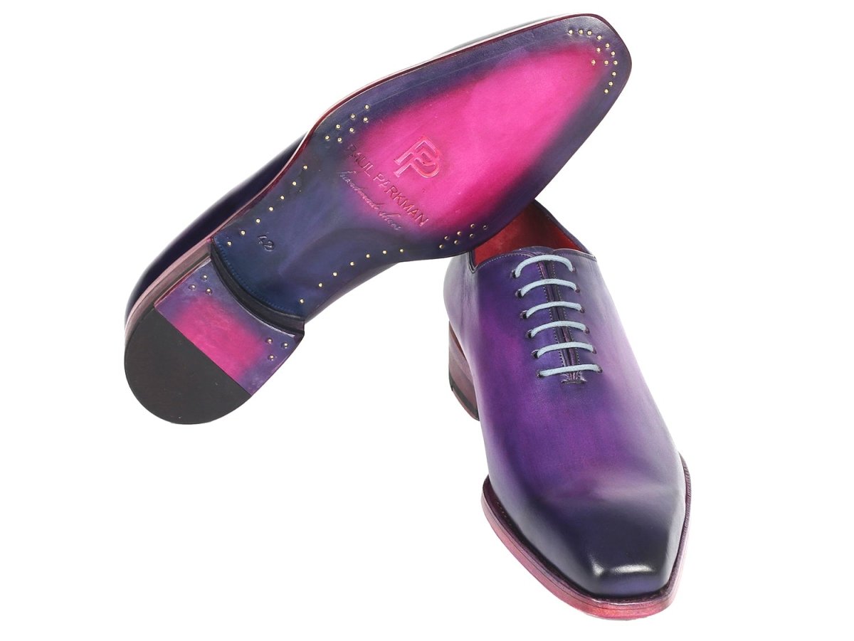 Paul Parkman Men's Hand Painted Goodyear Welted Wholecut Oxfords in Purple