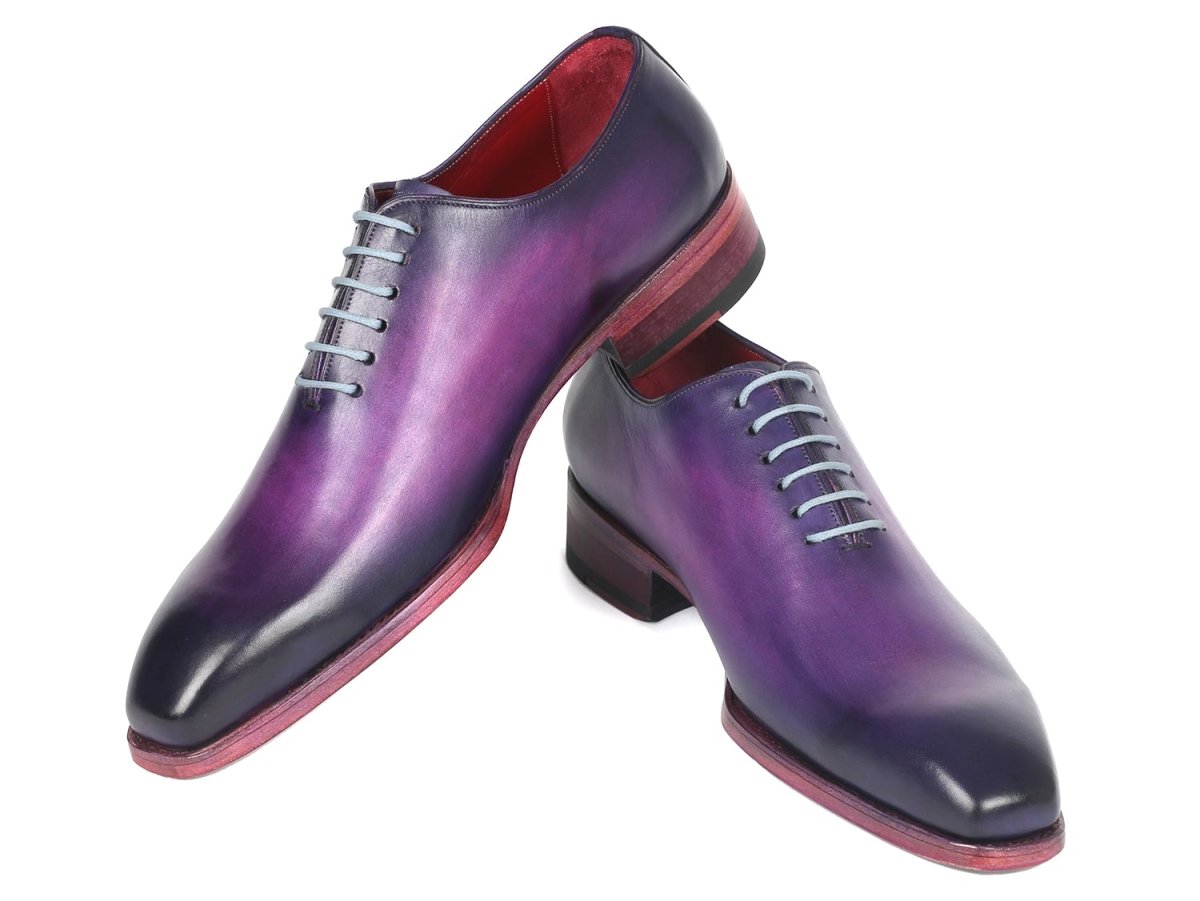 Paul Parkman Men's Hand Painted Goodyear Welted Wholecut Oxfords in Purple