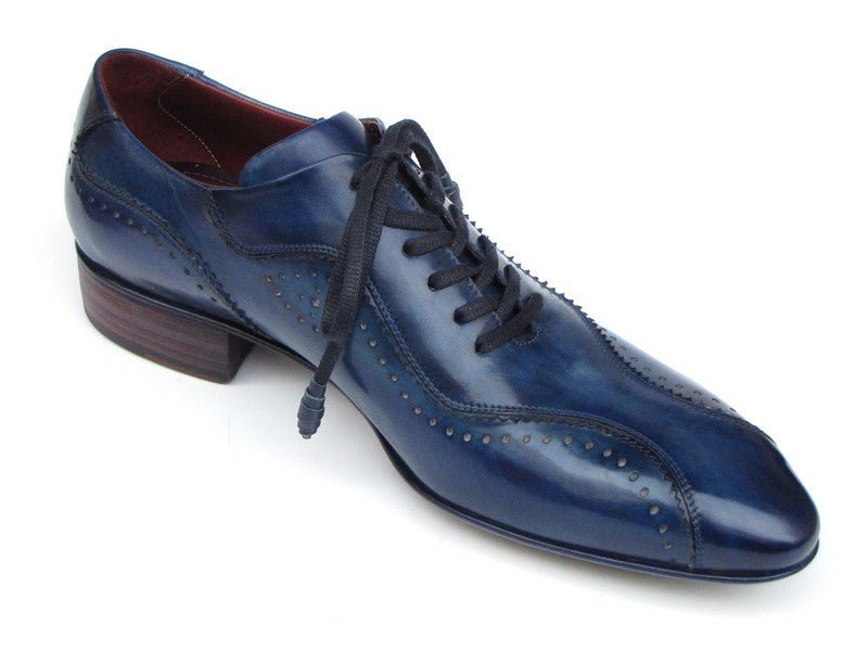 Paul Parkman Men's Hand Painted, Handmade Lace Up Casual Shoes in Blue