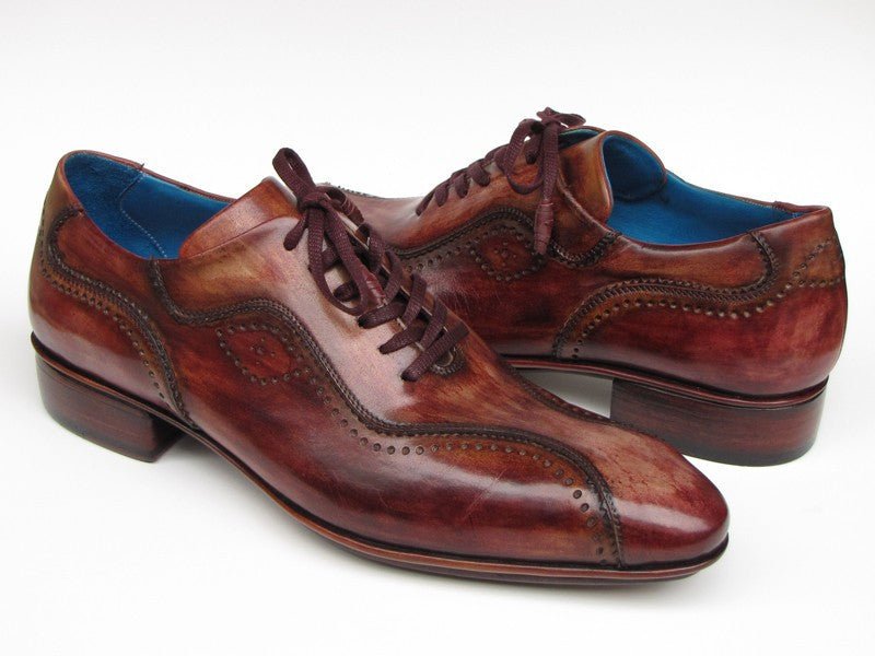 Paul Parkman Men's Hand Painted, Handmade Lace Up Casual Shoes in Brown