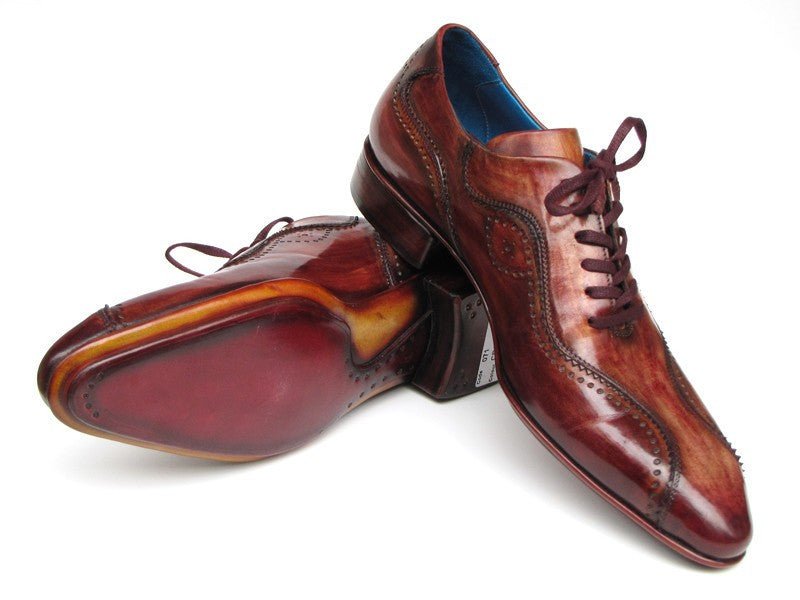Paul Parkman Men's Hand Painted, Handmade Lace Up Casual Shoes in Brown