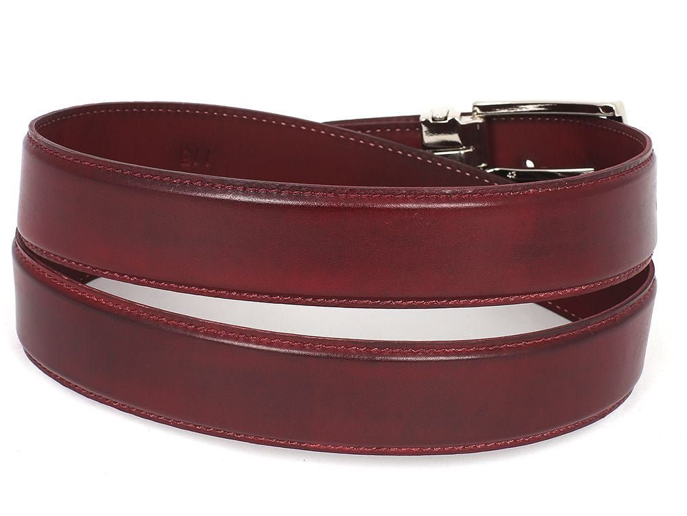 Paul Parkman Men's Hand Painted Leather Belt in Bordeaux