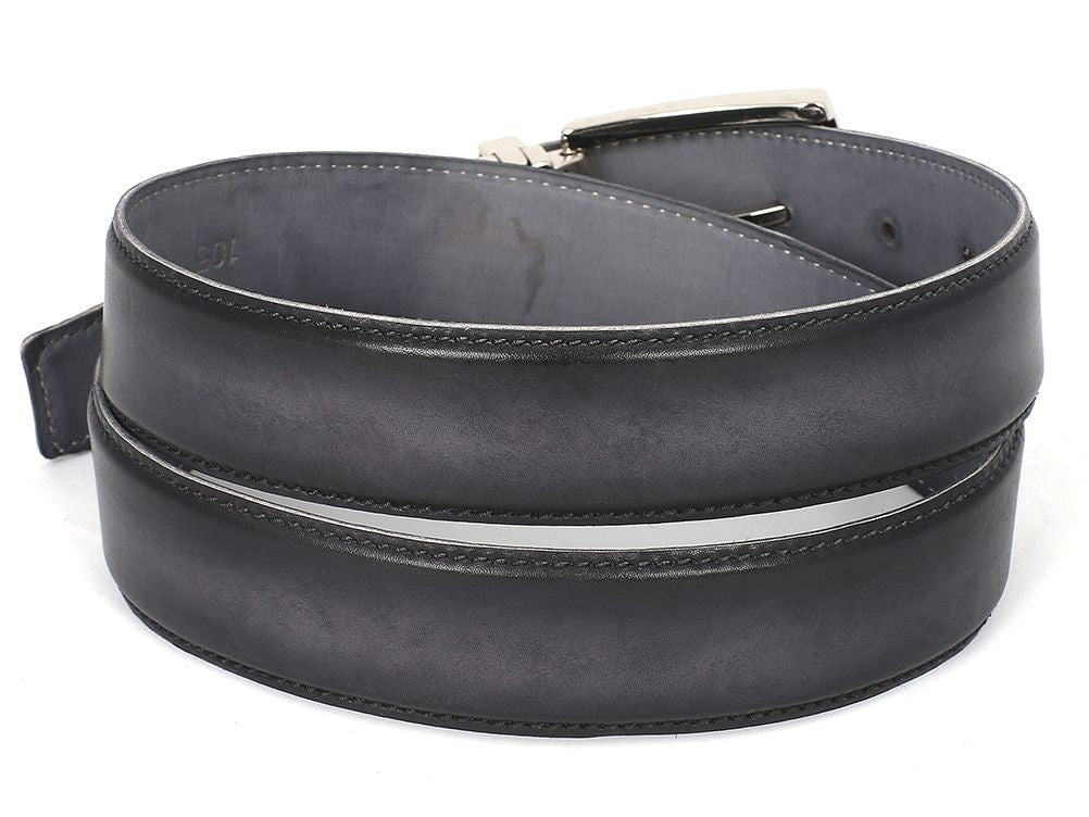 Paul Parkman Men's Hand Painted Leather Belt in Dual Tone Gray and Black