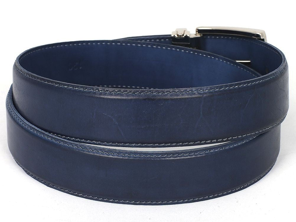 Paul Parkman Men's Hand Painted Leather Belt in Navy