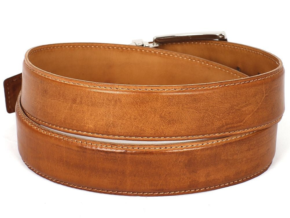 Paul Parkman Men's Hand Painted Leather Belt in Tobacco