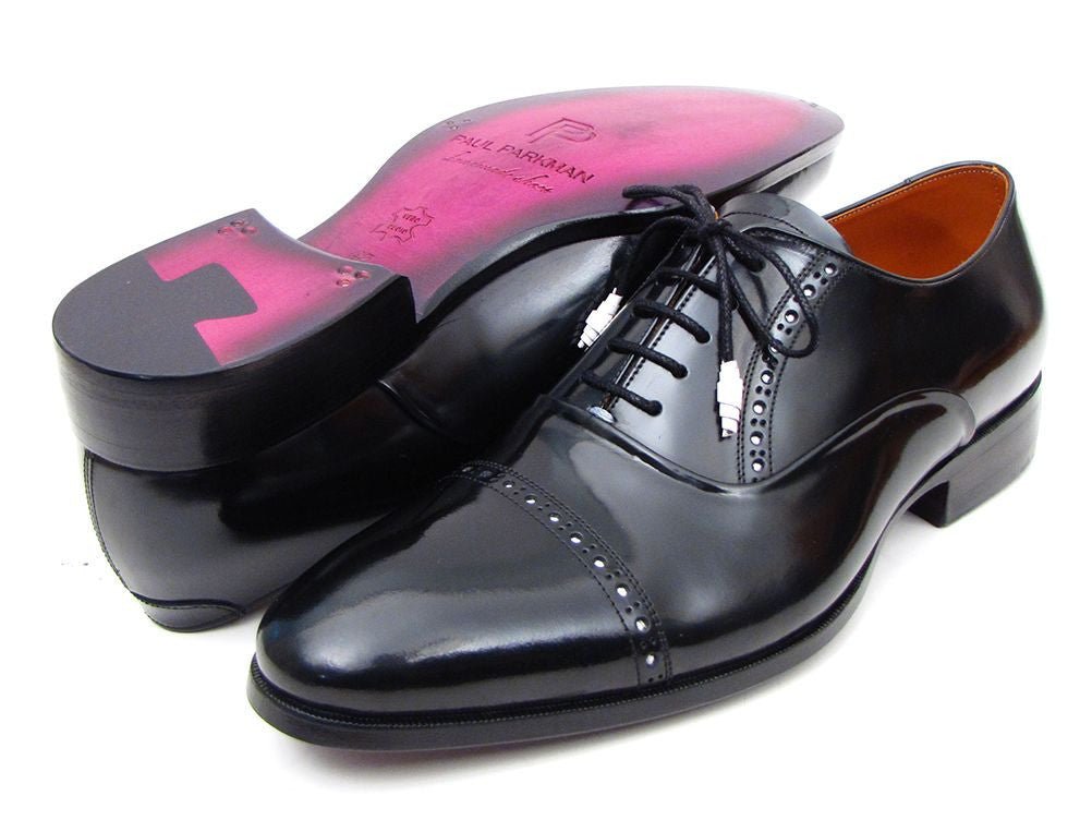Paul Parkman Men's Hand Painted Leather Captoe Oxfords in Black