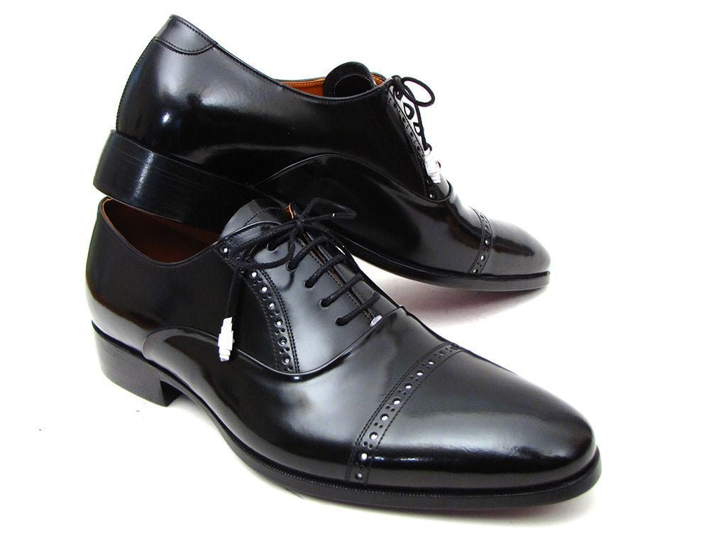 Paul Parkman Men's Hand Painted Leather Captoe Oxfords in Black