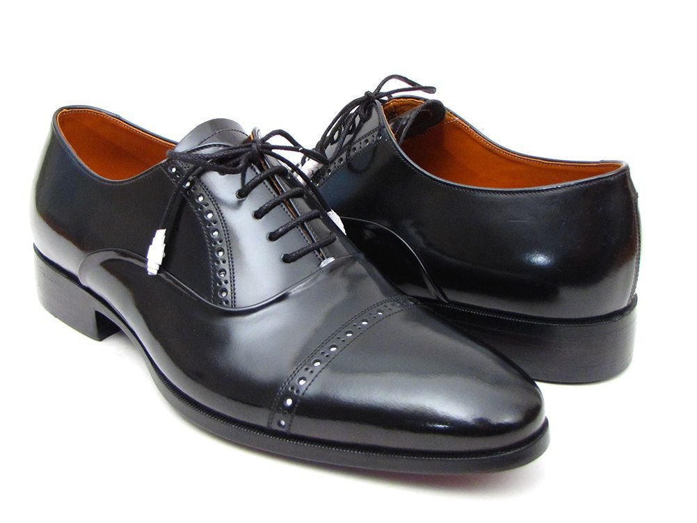 Paul Parkman Men's Hand Painted Leather Captoe Oxfords in Black