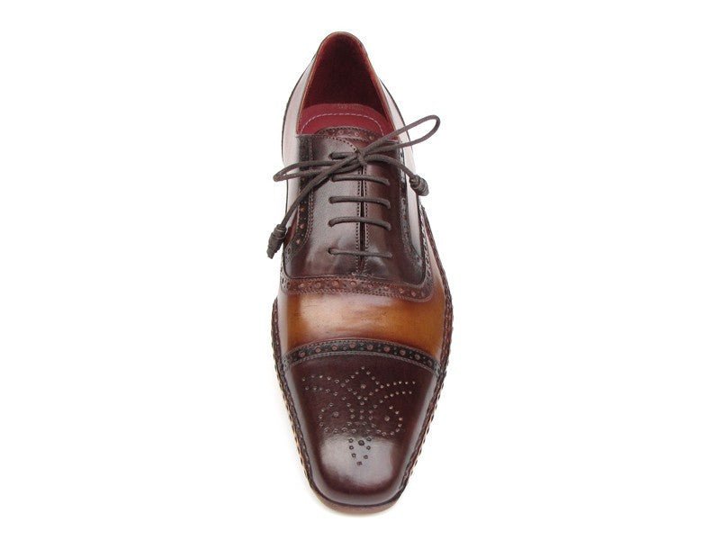 Paul Parkman Men's Hand Painted Leather Captoe Oxfords in Brown