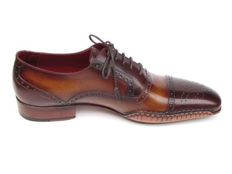 Paul Parkman Men's Hand Painted Leather Captoe Oxfords in Brown