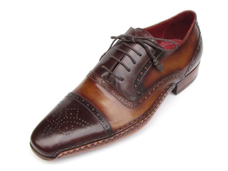 Paul Parkman Men's Hand Painted Leather Captoe Oxfords in Brown