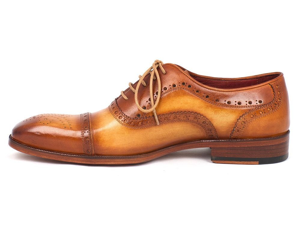 Paul Parkman Men's Hand Painted Leather Captoe Oxfords in Tan