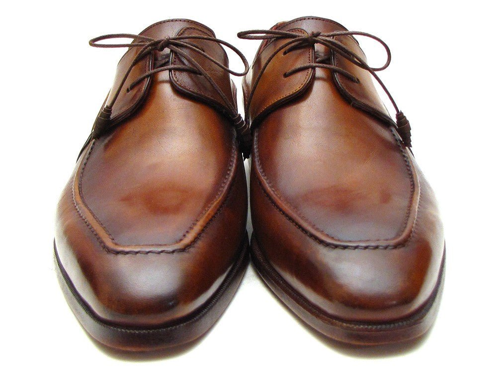 Paul Parkman Men's Hand Painted Leather Derby Shoes in Brown