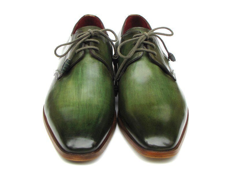 Paul Parkman Men's Hand Painted Leather Derby Shoes in Green