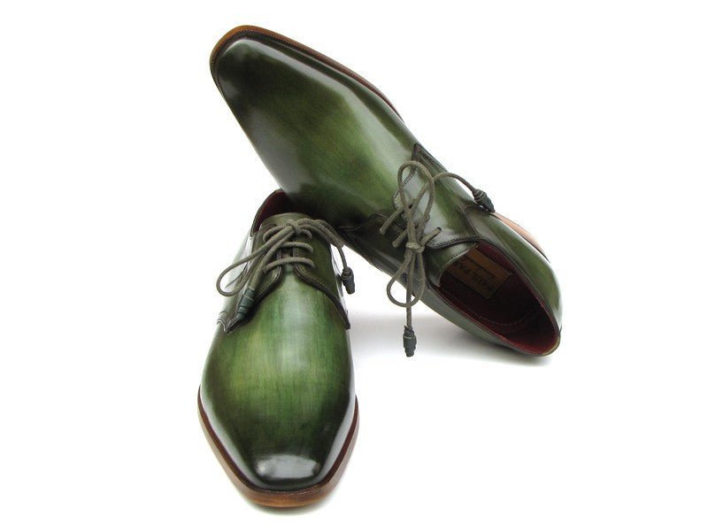 Paul Parkman Men's Hand Painted Leather Derby Shoes in Green
