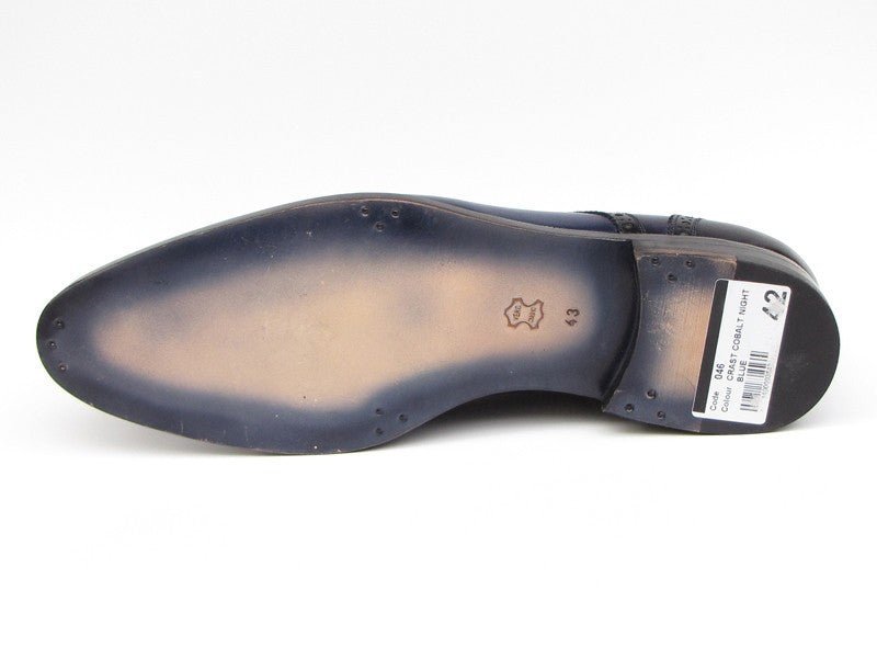 Paul Parkman Men's Hand Painted Leather Derby Shoes in Parliament Blue and Navy