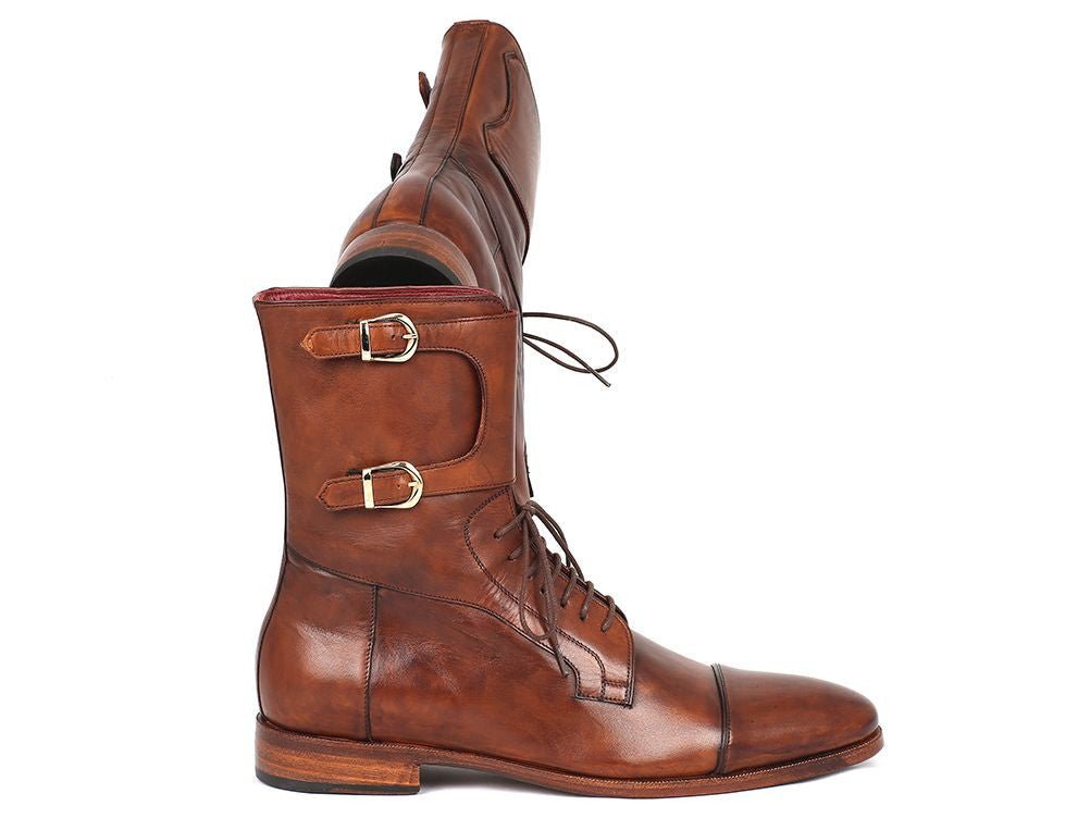 Paul Parkman Men's Hand Painted Leather High Boots in Brown