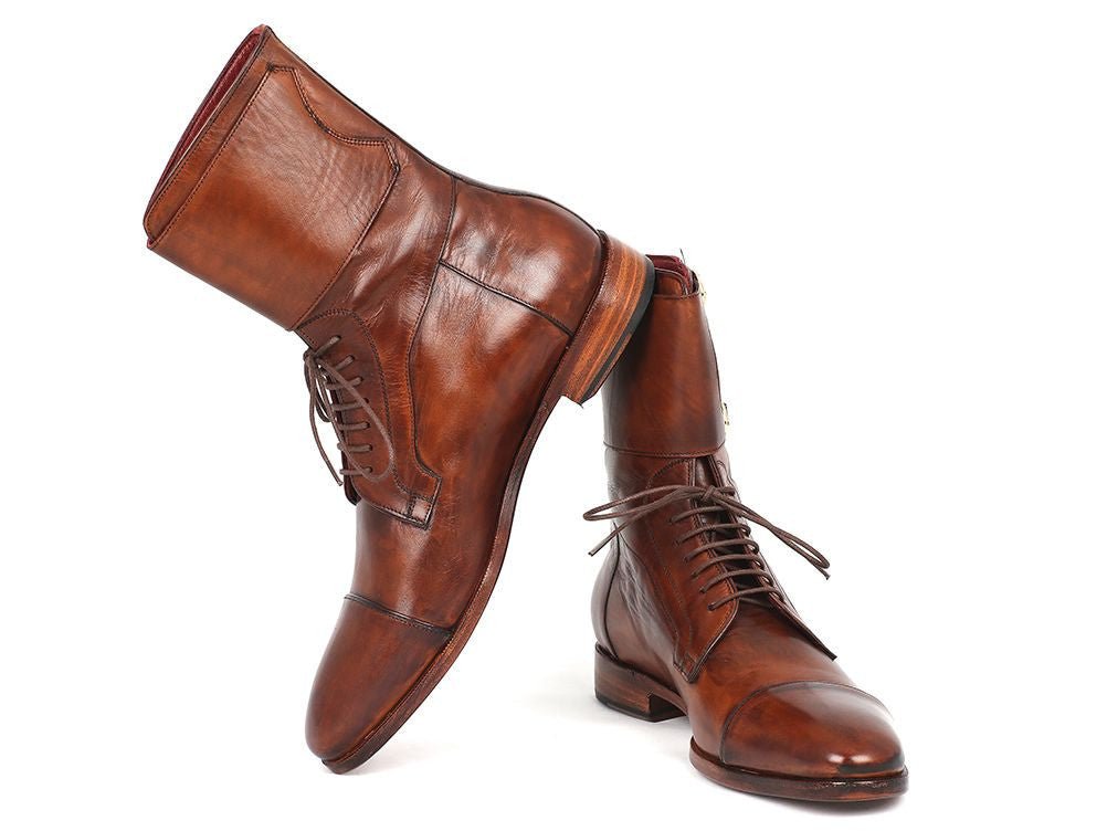 Paul Parkman Men's Hand Painted Leather High Boots in Brown
