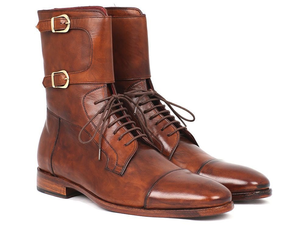 Paul Parkman Men's Hand Painted Leather High Boots in Brown