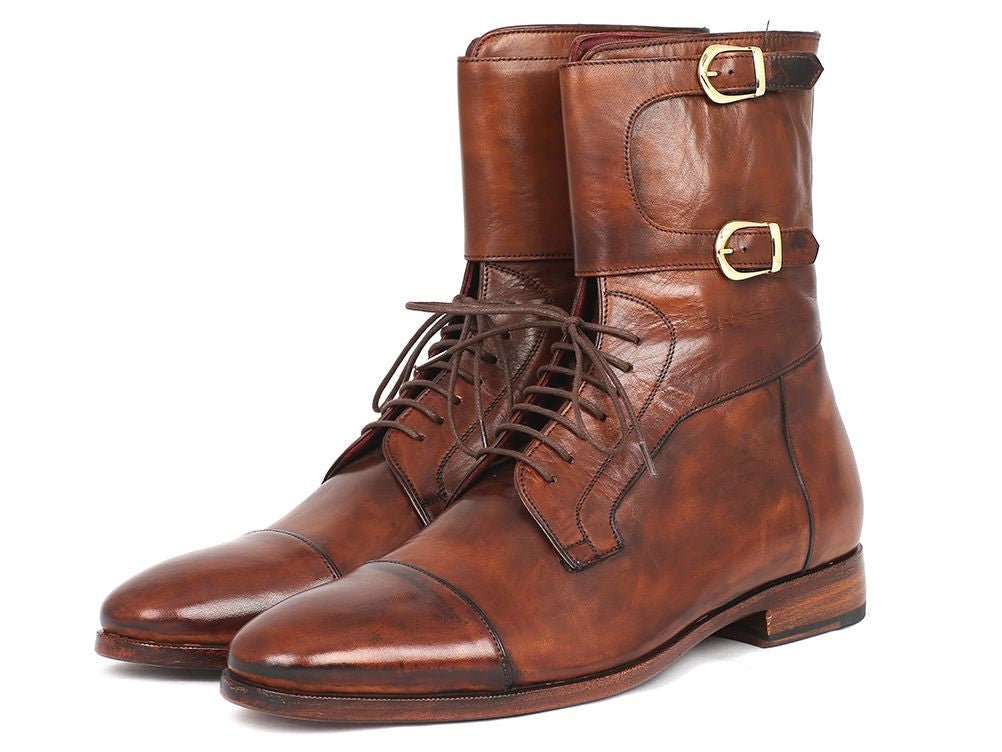 Paul Parkman Men's Hand Painted Leather High Boots in Brown