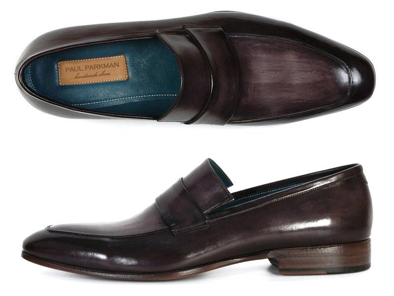 Paul Parkman Men's Hand Painted Leather Loafers in Black and Gray