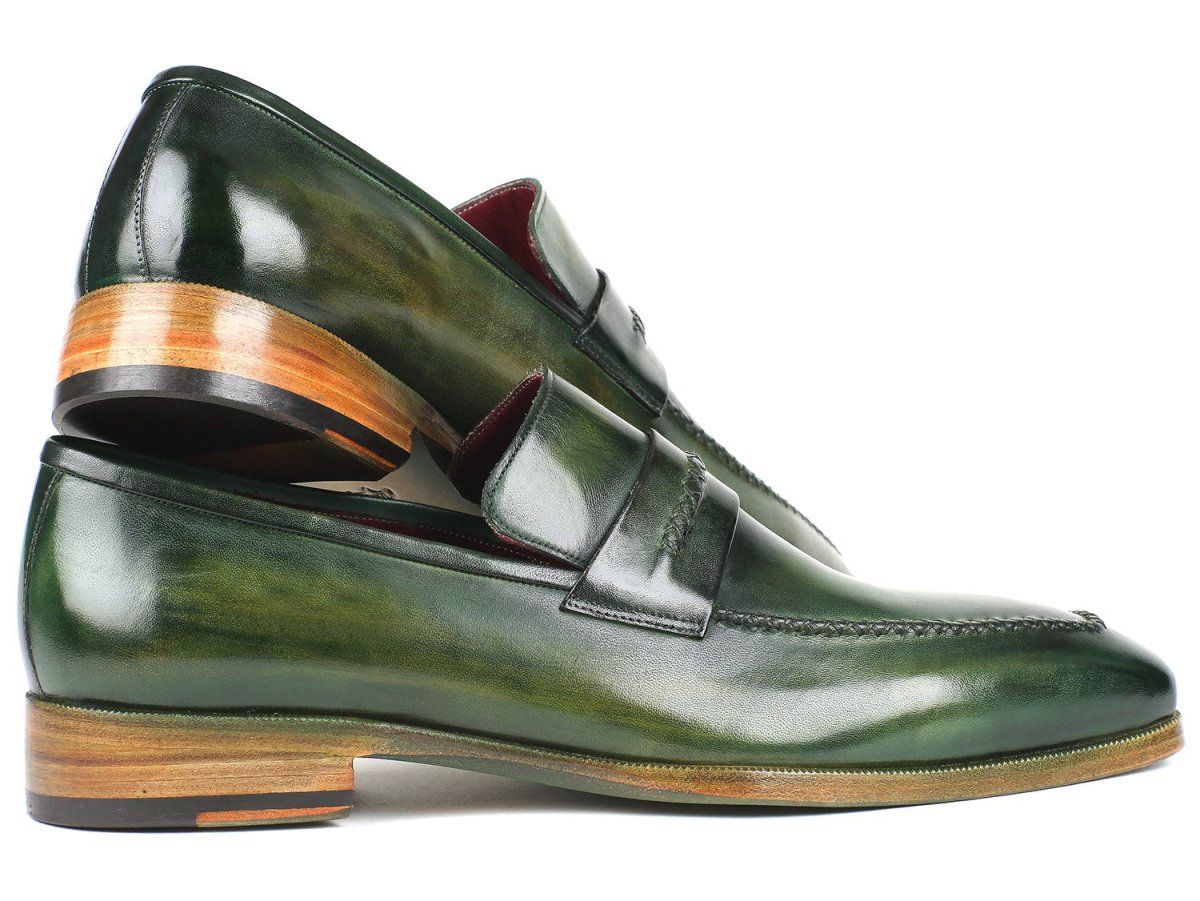 Paul Parkman Men's Hand Painted Leather Loafers in Green
