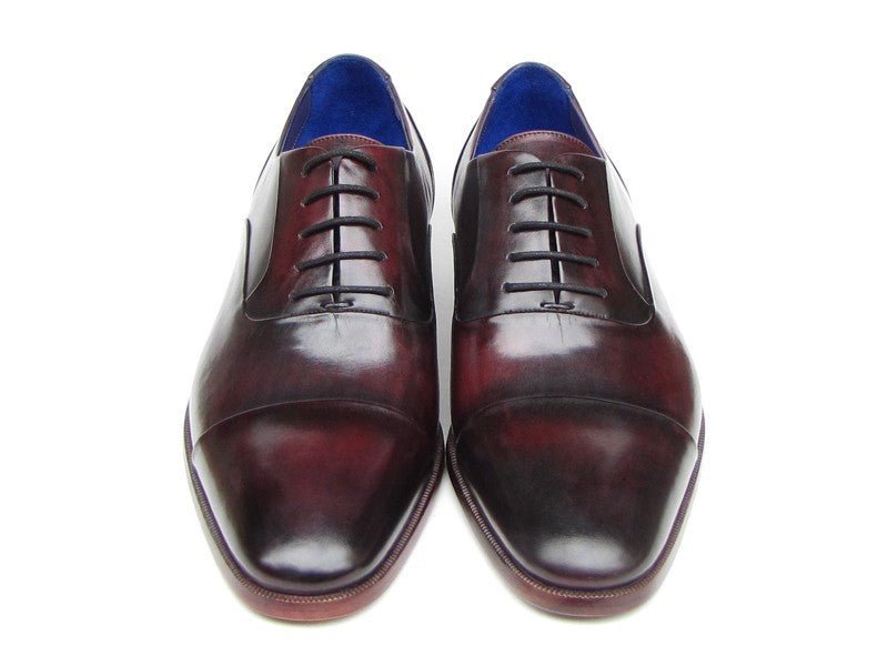 Paul Parkman Men's Hand Painted Leather Oxfords in Black and Purple
