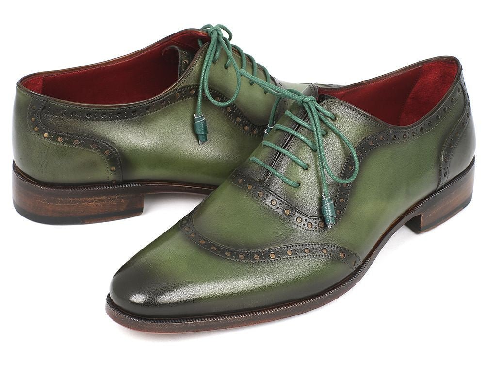 Paul Parkman Men's Hand Painted Leather Oxfords in Green
