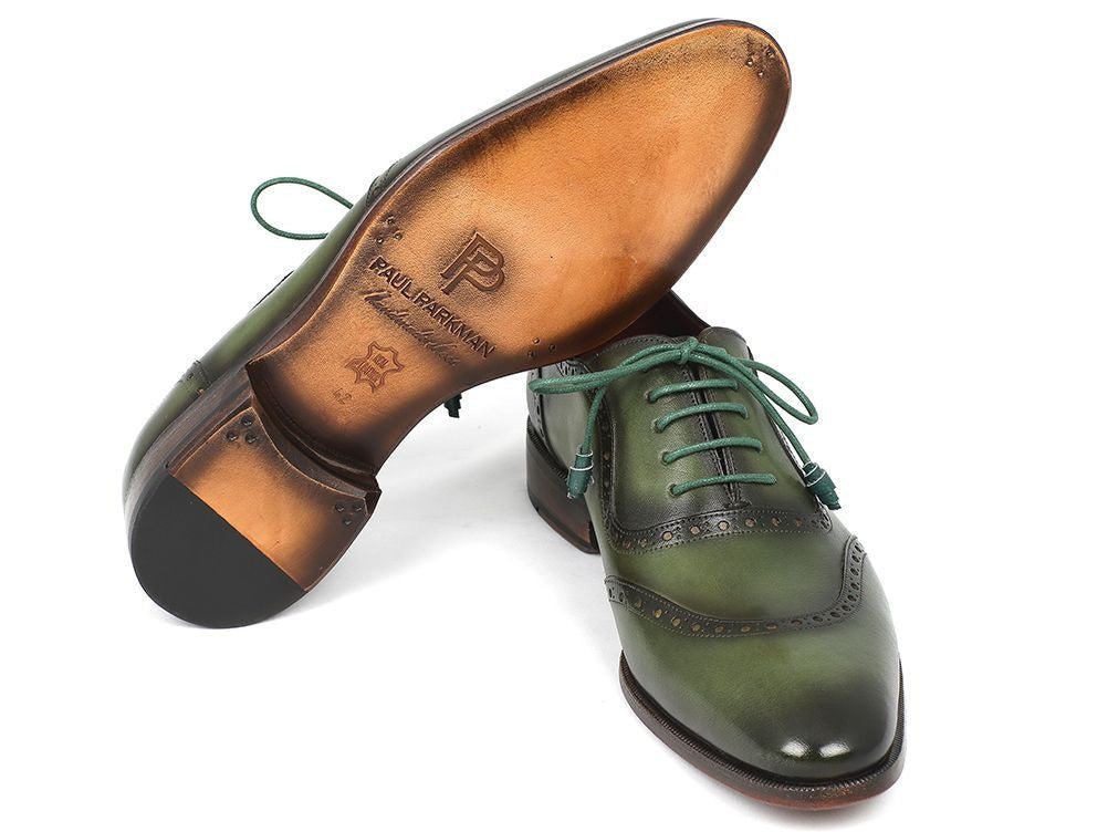 Paul Parkman Men's Hand Painted Leather Oxfords in Green