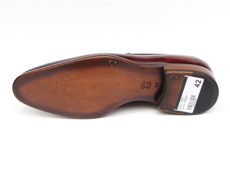Paul Parkman Men's Hand Painted Leather Tassel Loafers in Brown