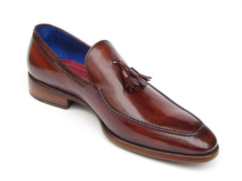 Paul Parkman Men's Hand Painted Leather Tassel Loafers in Brown