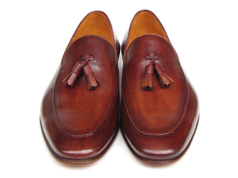 Paul Parkman Men's Hand Painted Leather Tassel Loafers in Brown