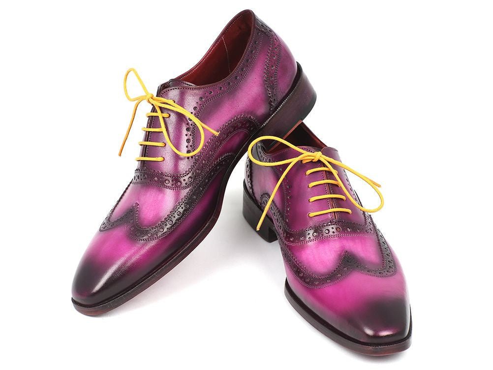 Paul Parkman Men's Hand Painted Leather Wingtip Oxfords in Lilac