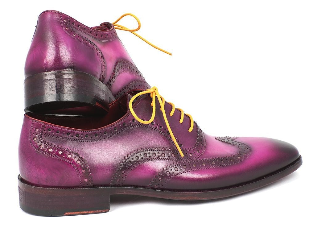 Paul Parkman Men's Hand Painted Leather Wingtip Oxfords in Lilac