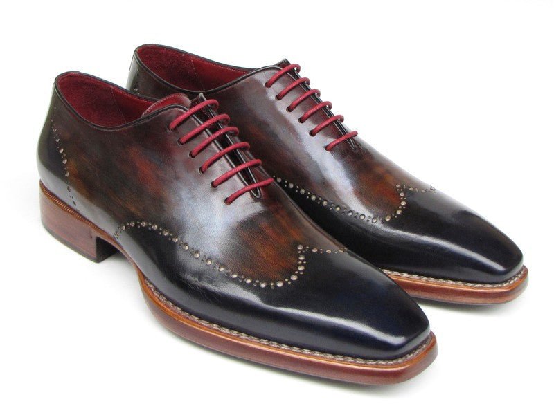 Paul Parkman Men's Hand Painted Leather Wingtip Oxfords in Navy, Red and Black