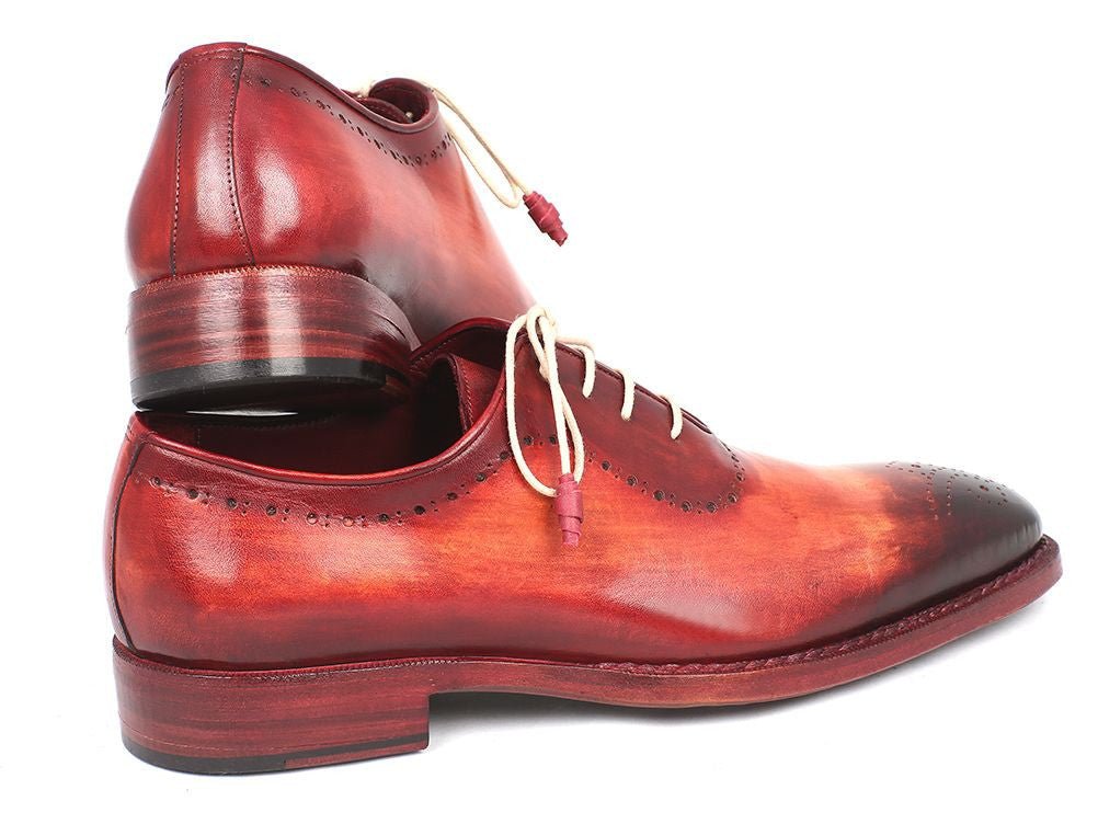 Paul Parkman Men's Hand Painted Medallion Toe Oxfords in Reddish Camel