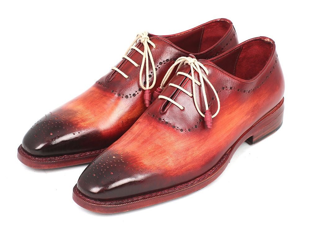 Paul Parkman Men's Hand Painted Medallion Toe Oxfords in Reddish Camel
