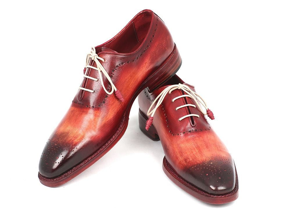 Paul Parkman Men's Hand Painted Medallion Toe Oxfords in Reddish Camel